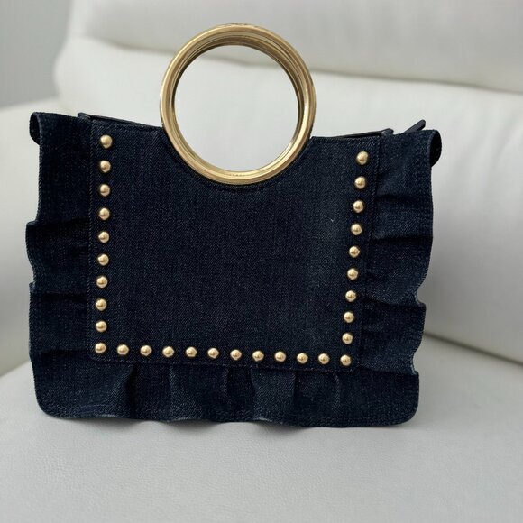 VERY RARE FIND!!! Kate Spade Denim Satchel with Ruffles - Picture 1 of 5
